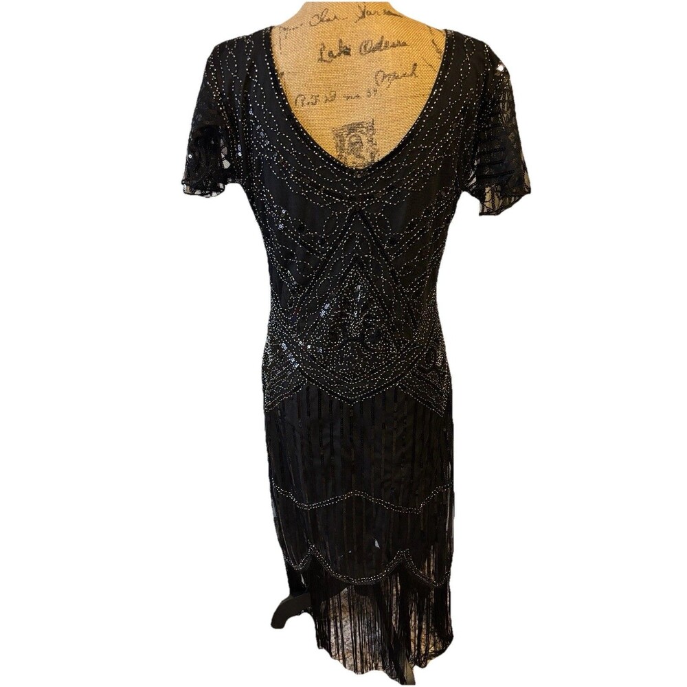 FunDaisy Women's Xl Black Sequin Fringe Flapper Dress - Picture 2 of 8
